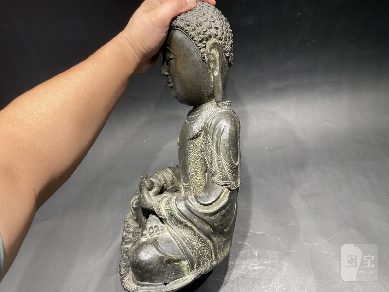 明 铜三拿式阿弥陀佛座像 - 图7